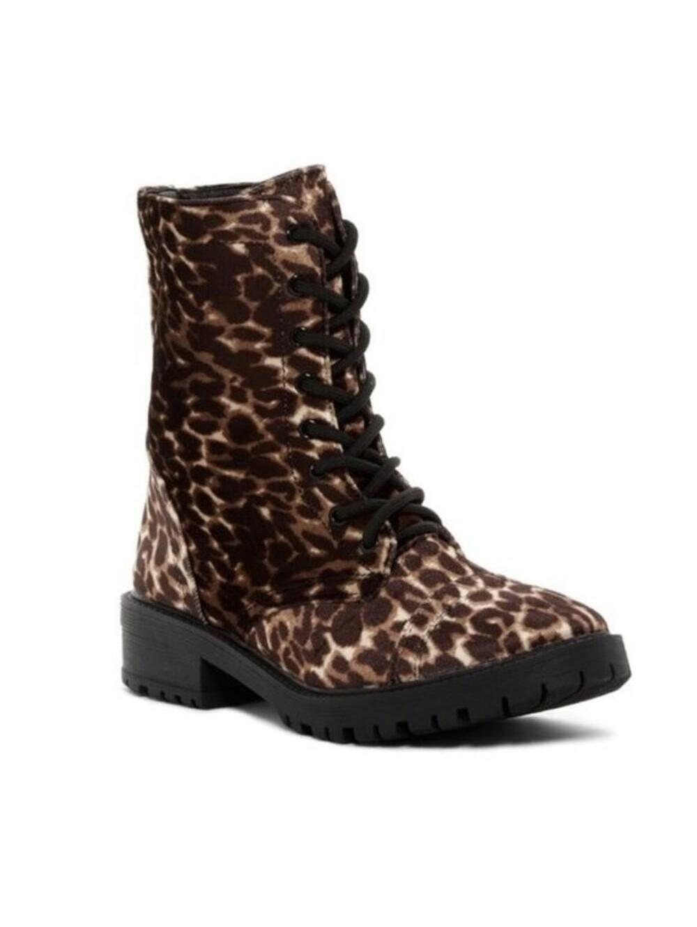 NEW Madden Girl Rex Velvet Leopard Combat Boot 7.5